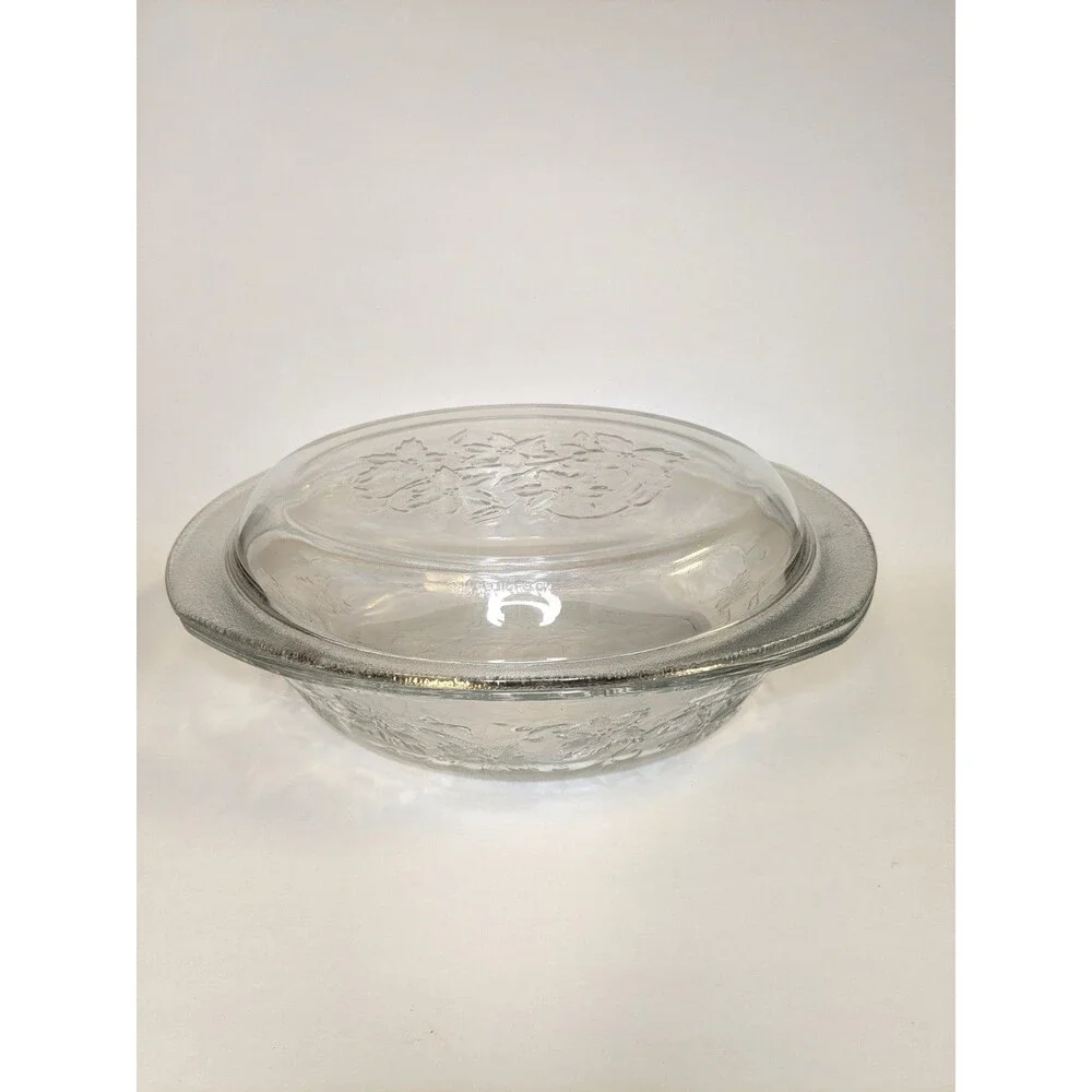 Princess House Fantasia #529 3 Qt Oval Covered Casserole Dish Clear Glass Lid